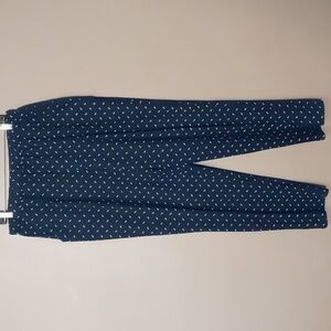 Bobbie Brooks Navy Blue and Silver Square Design Elastic Waist Pant w Pockets XL